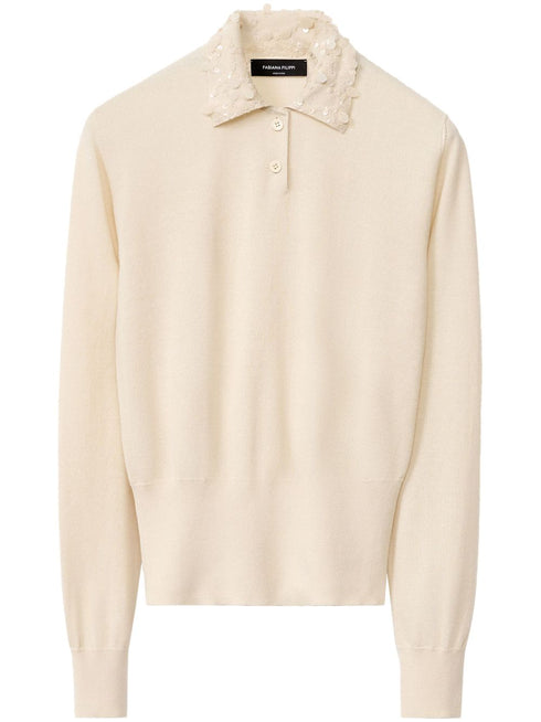 fine-knit polo top